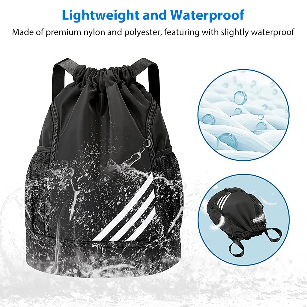 Optifit Drawstring Bag for Teens Men Women Gym Sports with Shoe Compartment, Double Layer Large Capacity Waterproof Drawstring Backpack for Basketball Football Outdoor Sports Optifit Drawstring Bag for Teens Men Women Gym Sports with Shoe Compartment, Double Layer Large Capacity Waterproof Drawstring Backpack for Basketball Football Outdoor Sports